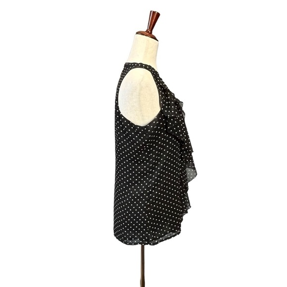 Vince Camuto Halter Look Polka Dot Sleeveless Ruffle Blouse. B&W Size 4 #1196 - Picture 5 of 7